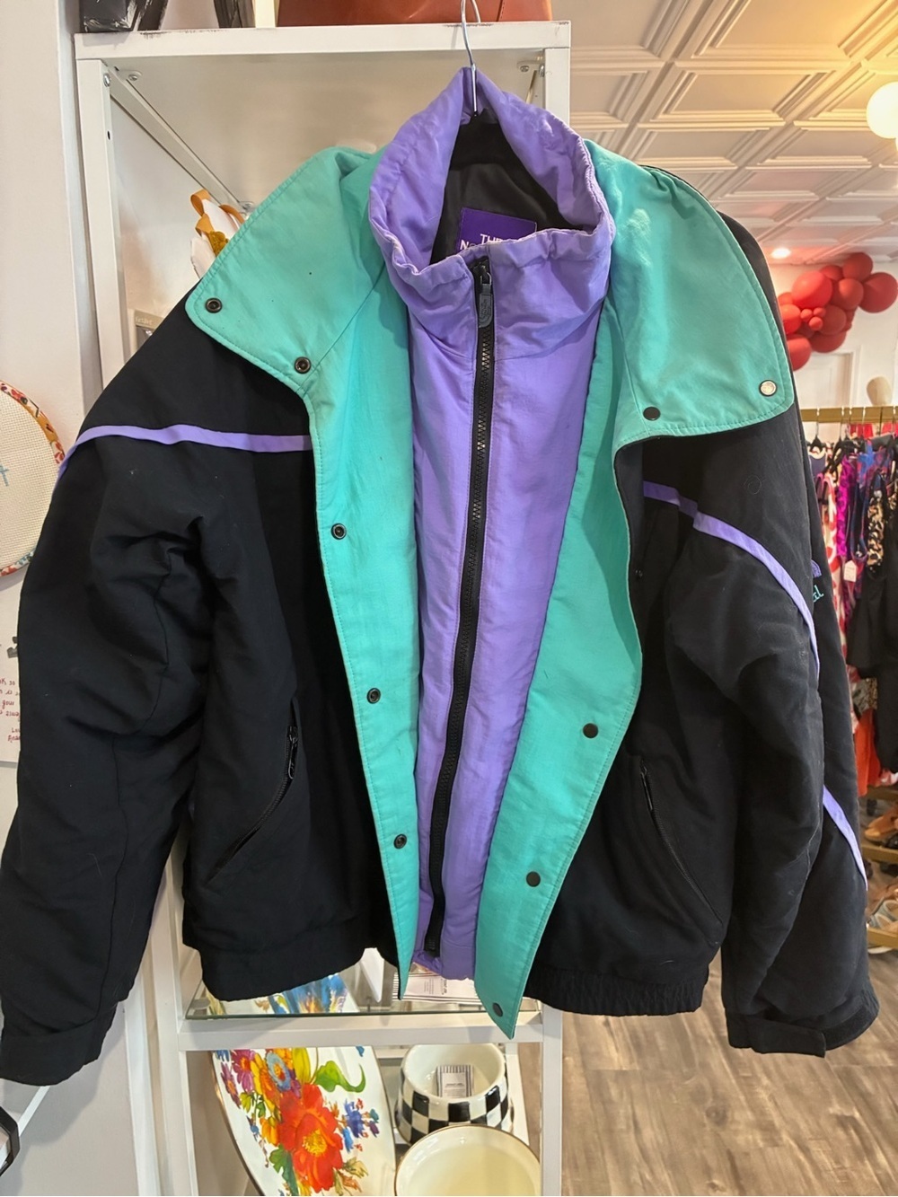 The North Face Black, Lavender & Mint Colorblock Jacket vintage